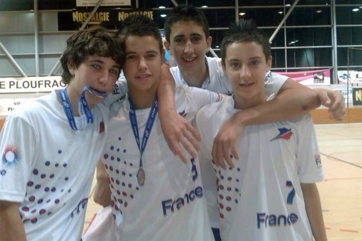 Europeu de Sub-17, em Ploufragan: Bruno, Remi, Carlo e Roberto.