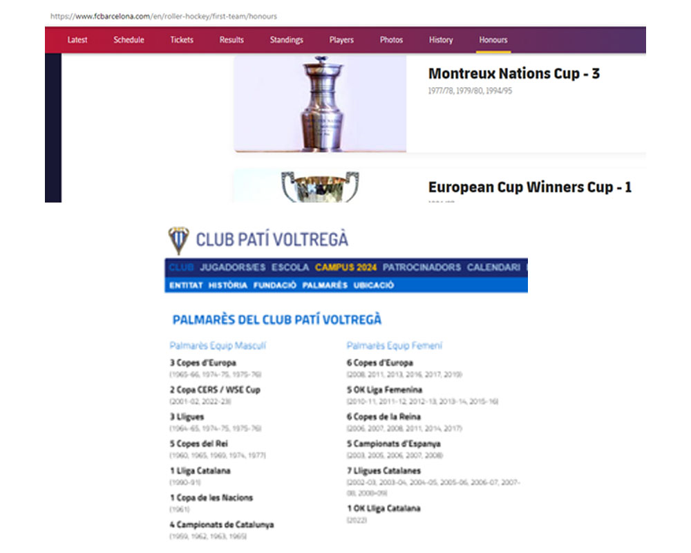 A Taça das Nações no palmarés de Barcelona e Voltregà.