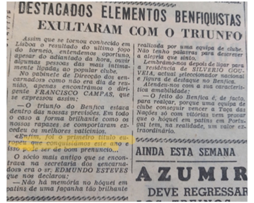 A Bola, após a vitória do Benfica de 1962