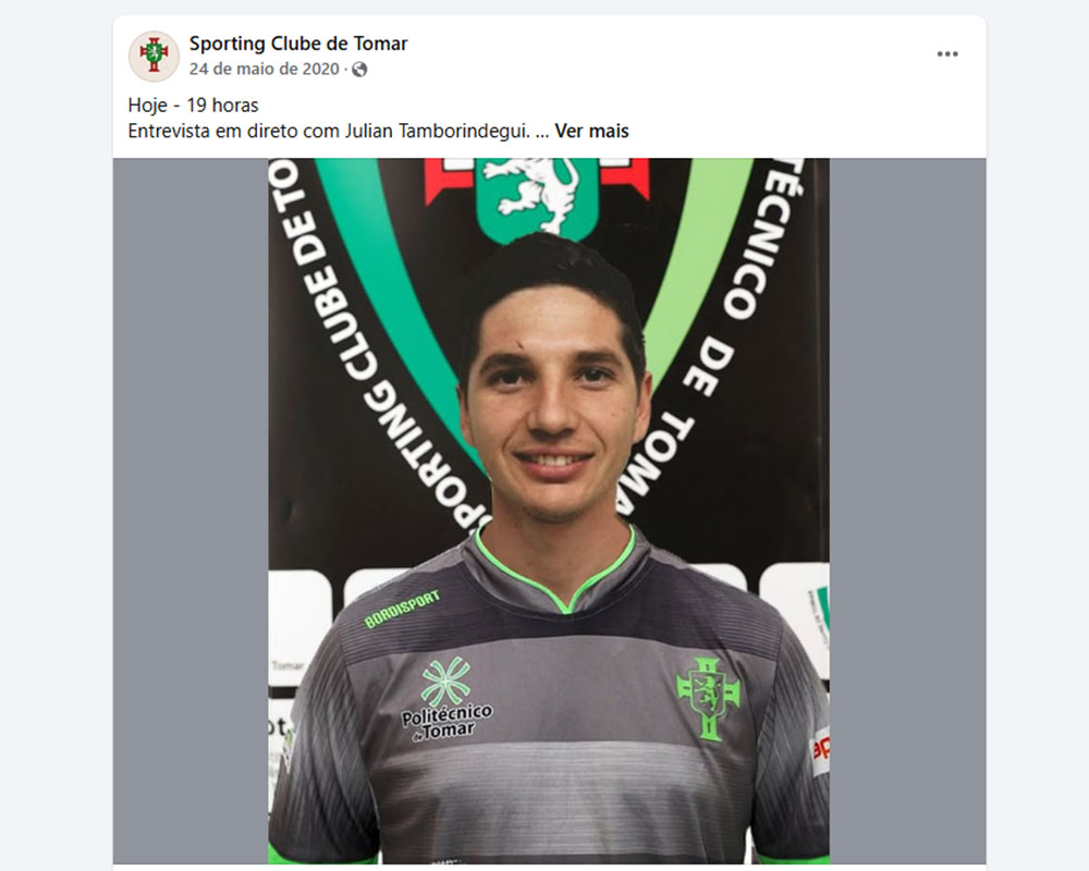 Tamborindegui foi anunciado como reforço pelo Tomar em 2020.